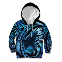 New Zealand Matariki Kid Hoodie Maori Humpback Whale Galaxy LT22 Hoodie Blue - Polynesian Pride