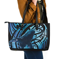 New Zealand Matariki Leather Tote Bag Maori Humpback Whale Galaxy LT22 - Polynesian Pride
