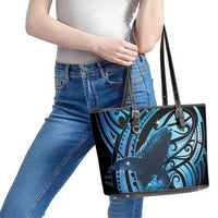 New Zealand Matariki Leather Tote Bag Maori Humpback Whale Galaxy LT22 - Polynesian Pride