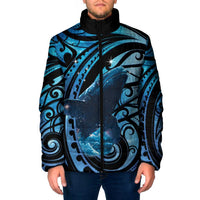 New Zealand Matariki Padded Jacket Maori Humpback Whale Galaxy LT22 Men Blue - Polynesian Pride