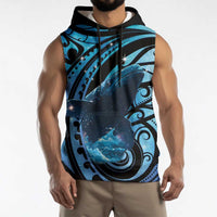 New Zealand Matariki Sleeveless Hoodie Maori Humpback Whale Galaxy LT22 - Polynesian Pride