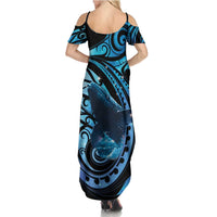 New Zealand Matariki Summer Maxi Dress Maori Humpback Whale Galaxy LT22 - Polynesian Pride