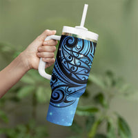 New Zealand Matariki Tumbler With Handle Maori Humpback Whale Galaxy LT22 - Polynesian Pride