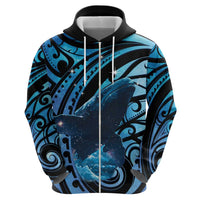 New Zealand Matariki Zip Hoodie Maori Humpback Whale Galaxy LT22 - Polynesian Pride