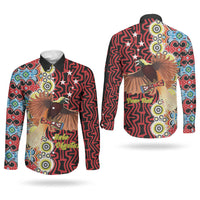 Personalised Papua New Guinea Pidgin Language Week Couples Matching Mermaid Dress and Long Sleeve Button Shirt Halo Olgeta Tok Pisin Wik Bird Of Paradise Oro Batik LT22 - Polynesian Pride