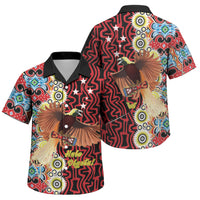 Personalised Papua New Guinea Pidgin Language Week Family Matching Off The Shoulder Long Sleeve Dress and Hawaiian Shirt Halo Olgeta Tok Pisin Wik Bird Of Paradise Oro Batik LT22 Son's Shirt Red - Polynesian Pride