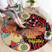 Papua New Guinea Pidgin Language Week Round Carpet Halo Olgeta Tok Pisin Wik Bird Of Paradise Oro Batik LT22 - Polynesian Pride
