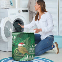 New Zealand Kakapo Christmas In July Laundry Basket Silver Fern Santa Xmas Green Color