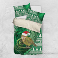 New Zealand Kakapo Christmas In July Bedding Set Silver Fern Santa Xmas Green Color