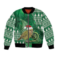 New Zealand Kakapo Christmas In July Bomber Jacket Silver Fern Santa Xmas Green Color