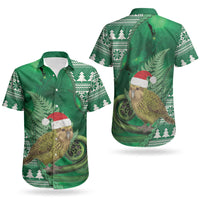 New Zealand Kakapo Christmas In July Couples Matching Long Sleeve Bodycon Dress and Hawaiian Shirt Silver Fern Santa Xmas Green Color LT22 - Polynesian Pride