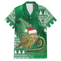 New Zealand Kakapo Christmas In July Family Matching Mermaid Dress and Hawaiian Shirt Silver Fern Santa Xmas Green Color