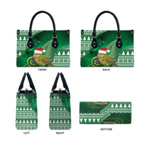 New Zealand Kakapo Christmas In July Leather Bag Silver Fern Santa Xmas Green Color