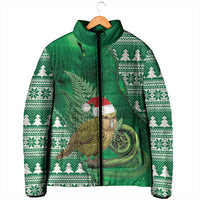 New Zealand Kakapo Christmas In July Padded Jacket Silver Fern Santa Xmas Green Color