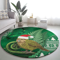 New Zealand Kakapo Christmas In July Round Carpet Silver Fern Santa Xmas Green Color