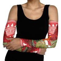 New Zealand Kakapo Christmas In July Arm Sleeves Silver Fern Santa Xmas Red Color