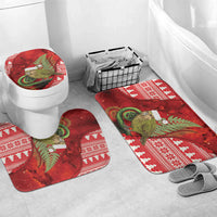 New Zealand Kakapo Christmas In July Bathroom Set Silver Fern Santa Xmas Red Color