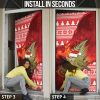 New Zealand Kakapo Christmas In July Door Cover Silver Fern Santa Xmas Red Color