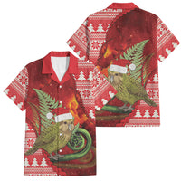 New Zealand Kakapo Christmas In July Family Matching Mermaid Dress and Hawaiian Shirt Silver Fern Santa Xmas Red Color LT22 Dad's Shirt - Short Sleeve Red - Polynesian Pride
