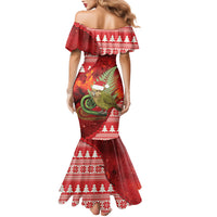 New Zealand Kakapo Christmas In July Family Matching Mermaid Dress and Hawaiian Shirt Silver Fern Santa Xmas Red Color