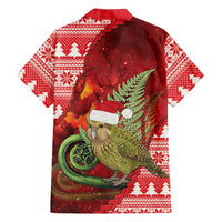 New Zealand Kakapo Christmas In July Family Matching Puletasi and Hawaiian Shirt Silver Fern Santa Xmas Red Color