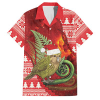 New Zealand Kakapo Christmas In July Family Matching Tank Maxi Dress and Hawaiian Shirt Silver Fern Santa Xmas Red Color