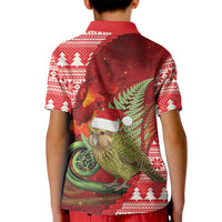 New Zealand Kakapo Christmas In July Kid Polo Shirt Silver Fern Santa Xmas Red Color