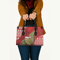 New Zealand Kakapo Christmas In July Leather Bag Silver Fern Santa Xmas Red Color
