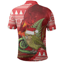 New Zealand Kakapo Christmas In July Polo Shirt Silver Fern Santa Xmas Red Color LT22 - Polynesian Pride