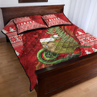 New Zealand Kakapo Christmas In July Quilt Bed Set Silver Fern Santa Xmas Red Color