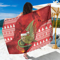 New Zealand Kakapo Christmas In July Sarong Silver Fern Santa Xmas Red Color