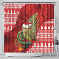 New Zealand Kakapo Christmas In July Shower Curtain Silver Fern Santa Xmas Red Color