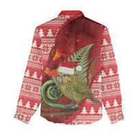 New Zealand Kakapo Christmas In July Women Casual Shirt Silver Fern Santa Xmas Red Color