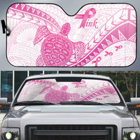 Breast Cancer Awareness Auto Sun Shade Pink Ribbon Turtle Polynesian Pattern White LT22 Pink - Polynesian Pride