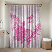 Breast Cancer Awareness Bathroom Set Pink Ribbon Turtle Polynesian Pattern White LT22 Shower Curtain Only Pink - Polynesian Pride