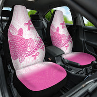 Breast Cancer Awareness Car Seat Cover Pink Ribbon Turtle Polynesian Pattern White LT22 One Size Pink - Polynesian Pride