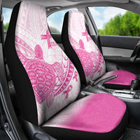 Breast Cancer Awareness Car Seat Cover Pink Ribbon Turtle Polynesian Pattern White LT22 - Polynesian Pride