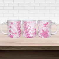 Breast Cancer Awareness Personalised Ceramic Mug Pink Ribbon Turtle Polynesian Pattern White LT22 - Polynesian Pride