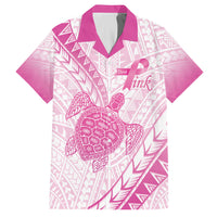 Breast Cancer Awareness Personalised Hawaiian Shirt Pink Ribbon Turtle Polynesian Pattern White LT22 Pink - Polynesian Pride