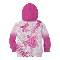 Breast Cancer Awareness Personalised Kid Hoodie Pink Ribbon Turtle Polynesian Pattern White LT22 - Polynesian Pride