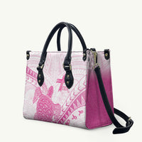 Breast Cancer Awareness Leather Bag Pink Ribbon Turtle Polynesian Pattern White LT22 Pink - Polynesian Pride