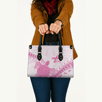 Breast Cancer Awareness Leather Bag Pink Ribbon Turtle Polynesian Pattern White LT22 - Polynesian Pride