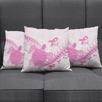 Breast Cancer Awareness Pillow Cover Pink Ribbon Turtle Polynesian Pattern White