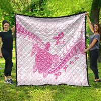 Breast Cancer Awareness Quilt Pink Ribbon Turtle Polynesian Pattern White LT22 - Polynesian Pride