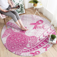 Breast Cancer Awareness Round Carpet Pink Ribbon Turtle Polynesian Pattern White LT22 - Polynesian Pride