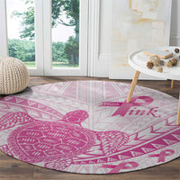 Breast Cancer Awareness Round Carpet Pink Ribbon Turtle Polynesian Pattern White LT22 - Polynesian Pride