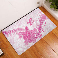 Breast Cancer Awareness Rubber Doormat Pink Ribbon Turtle Polynesian Pattern White LT22 - Polynesian Pride