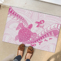 Breast Cancer Awareness Rubber Doormat Pink Ribbon Turtle Polynesian Pattern White LT22 - Polynesian Pride