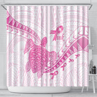 Breast Cancer Awareness Shower Curtain Pink Ribbon Turtle Polynesian Pattern White LT22 - Polynesian Pride