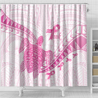 Breast Cancer Awareness Shower Curtain Pink Ribbon Turtle Polynesian Pattern White LT22 - Polynesian Pride